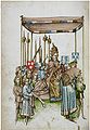 Papst Martin V. beim Umritt durch die Stadt, Darstellung in der Chronik des Ulrich Richental (um 1464)