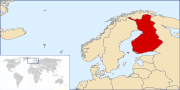 Un mapa mostrant la localització de Finlàndia