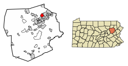 Location of West Wyoming in Luzerne County, Pennsylvania.