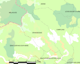 Mapa obce Graissessac