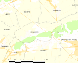 Mapa obce Ornacieux