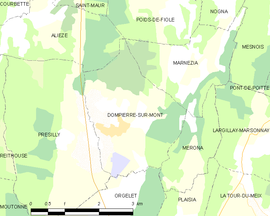 Mapa obce Dompierre-sur-Mont