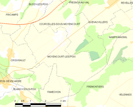 Mapa obce Moyencourt-lès-Poix
