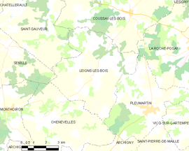 Mapa obce Leigné-les-Bois