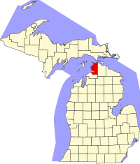 Locatie van Emmet County in Michigan