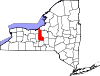 State map highlighting Cayuga County