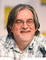 Una fotografía en color de Matt Groening.