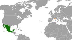 Карта с указанием местоположения Мексики и Монако