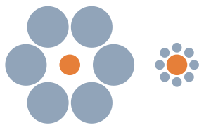Optical illusion: The two orange circles are t...