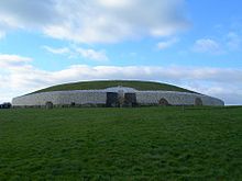 Newgrange, built c. 3200 BCE, is an Irish passage tomb located at Bru na Boinne. Newgrange.JPG