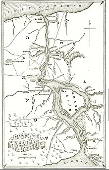 Niagara Peninsula, War of 1812 map
depicting locations of forts, battles, etc. Niagra River and Territory, 1812.jpg