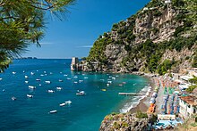 The Amalfi Coast is one of Italy's major tourist destinations. Positano - Fornillo Beach.jpg