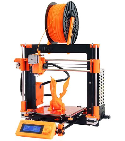 A Prusa i3, a common cartesian FFF 3D printer. Cartesian 3D printers have a cuboid build area.