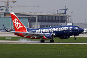 A SkyEurope Boeing 737 típusú repülőgépe