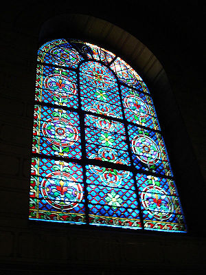 Stained glass in the Abbey of Saint-Germain-de...