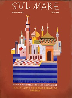 Sul Mare magazine cover of Middle-east 1939 by Marcello Claris (1897-1949)