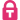 A symbolic representation of a padlock, magenta in color. On the body is a white capital letter T.