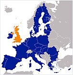 Map showing the UK and the EU
