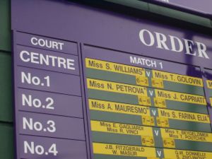 The order of play for all courts is displayed ...