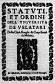 Statuti et ordini dell'Università dei velatari, fine del XVII secolo