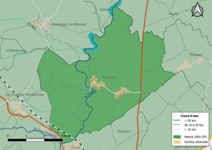 Carte de la zone Natura 2000 de type ZPS localisées sur la commune.