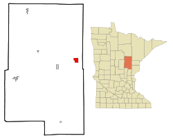 Location of the city of Tamarack within Aitkin County, Minnesota