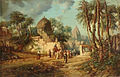 "Paisaje oriental" de Auguste Borget, óleo sobre panel