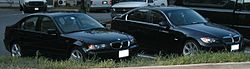 E46 and E90 3-Series sedans side-by-side