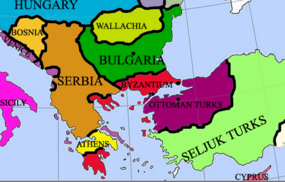 Balkánský poloostrov roku 1355