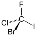 Figure 1. CFClBrI. A chiral molecule possesses no symmetry but identity operation, E.