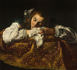 Fanciulla dormiente (Śpiąca), 1620–1622, Muzeum Sztuk Pięknych w Budapeszcie; obraz przypisywany też Domenico Fettiemu