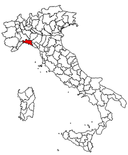 Karta över Italien med Provincia di Genova markerat