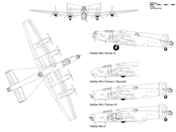 Dibuixo esquematico de Handley Page Halifax.