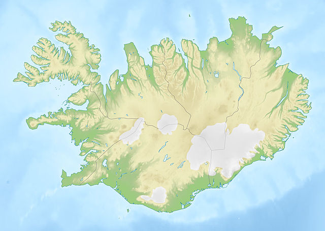 Carte en relief de l'Islande.