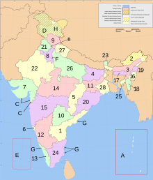 Map of India showing its states and territories