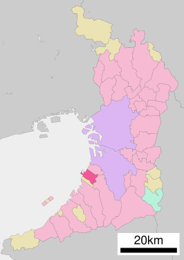 Situering van Izumiotsu in de prefectuur Osaka