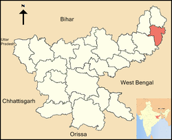 Location of Pakur district in Jharkhand