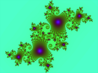 A Julia set, a fractal related to the Mandelbrot set Julia set (indigo).png