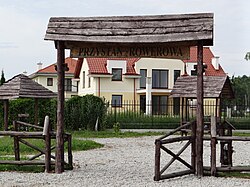 A bicycle stop near houses in Kępa Zawadowska, near Bruzdowa Street, in 2012.