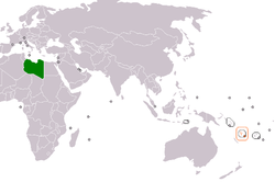 Map indicating locations of Libya and Vanuatu