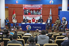 Ministro de Defensa Walter Martos en compañía de autoridades regionales organizan inicio de la Operación Tayta en San Ignacio de la Frontera, Cajamarca.