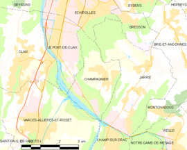 Mapa obce Champagnier