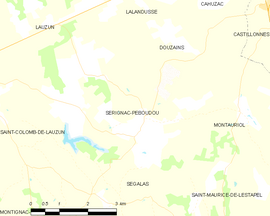 Mapa obce Sérignac-Péboudou