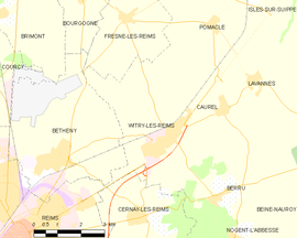 Mapa obce Witry-lès-Reims