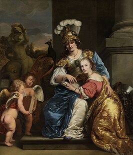 Portret van Margarita Trip die als Minerva haar zuster Anna Maria Trip onderwijst