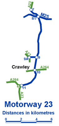 Streckenverlauf des Motorways M23