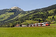 Bei Brixen im Thale, im Hintergrund die noch schneebedeckte Hohe Salve
