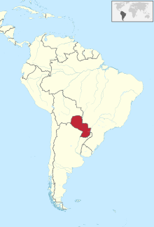Map of Paraguay in the Americas Paraguay in South America.svg