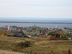 Skyline of Rimouski with the St. Lawrence River in the background