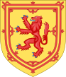 Coat of Arms: A Red Lion on a Yellow Field, surrounded by a red double royal tressure flory counter-flory device